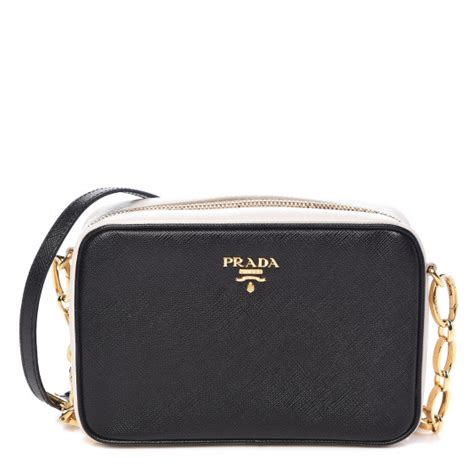 PRADA Saffiano Camera Crossbody Black Talco 